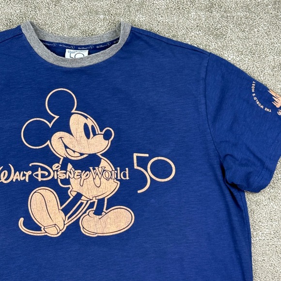 Disney Other - Disney T-Shirt Mens L Blue Walt Disney World 50th Anniversary Mickey Mouse Retro